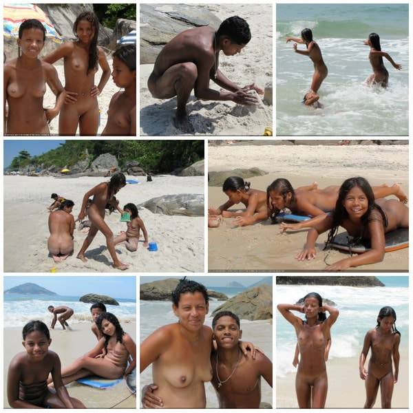 Family nudism pictures - tanned young nudists in Brazil